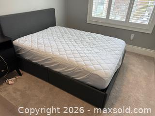 MaxSold Auction: Double Grey Fabric Storage Bed with Mattress - Toronto (Ontario, Canada) SELLER MANAGED Moving Online Auction - Snowdon Avenue