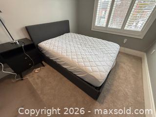 MaxSold Auction: Double Grey Fabric Storage Bed with Mattress - Toronto (Ontario, Canada) SELLER MANAGED Moving Online Auction - Snowdon Avenue