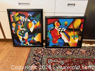 MaxSold Auction: Pair of Framed Modern Cubist Musician Art Prints – Colorful Contemporary Wall Art - Toronto (Ontario, Canada) SELLER MANAGED Moving Online Auction - Snowdon Avenue