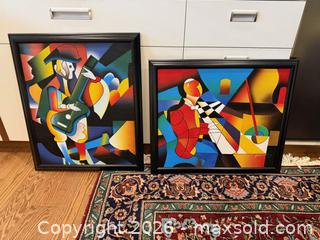 MaxSold Auction: Pair of Framed Modern Cubist Musician Art Prints – Colorful Contemporary Wall Art - Toronto (Ontario, Canada) SELLER MANAGED Moving Online Auction - Snowdon Avenue