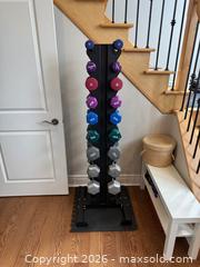 MaxSold Auction: Vertical Dumbbell Rack with Assorted Dumbbells - Toronto (Ontario, Canada) SELLER MANAGED Moving Online Auction - Snowdon Avenue