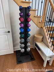 MaxSold Auction: Vertical Dumbbell Rack with Assorted Dumbbells - Toronto (Ontario, Canada) SELLER MANAGED Moving Online Auction - Snowdon Avenue