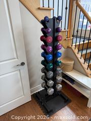 MaxSold Auction: Vertical Dumbbell Rack with Assorted Dumbbells - Toronto (Ontario, Canada) SELLER MANAGED Moving Online Auction - Snowdon Avenue