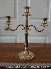 MaxSold Auction: Three armed brass-tone Candelabra  - London (Ontario, Canada) PARTNER MANAGED Downsizing Online Auction - Seymour Crescent