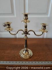 MaxSold Auction: Three armed brass-tone Candelabra  - London (Ontario, Canada) PARTNER MANAGED Downsizing Online Auction - Seymour Crescent