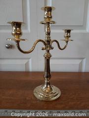MaxSold Auction: Three armed brass-tone Candelabra  - London (Ontario, Canada) PARTNER MANAGED Downsizing Online Auction - Seymour Crescent