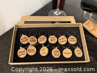 MaxSold Auction: Juvale Wine Glass Charms, Vintage Burl Wood Balance Fulcrum Wine Rack, & Sailboat Etched Wine Glass - San Jose (California, USA) SELLER MANAGED Estate Sale Online Auction - South 16th Street