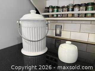 MaxSold Auction: Norpro White Gallon Ceramic Compost Keeper & Sugar Bowl - San Jose (California, USA) SELLER MANAGED Estate Sale Online Auction - South 16th Street