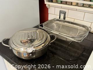 MaxSold Auction: Stainless Steel Deep Fryer Pot Adjustable Temperature Control & Stainless Steel Strainer - San Jose (California, USA) SELLER MANAGED Estate Sale Online Auction - South 16th Street