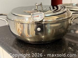 MaxSold Auction: Stainless Steel Deep Fryer Pot Adjustable Temperature Control & Stainless Steel Strainer - San Jose (California, USA) SELLER MANAGED Estate Sale Online Auction - South 16th Street