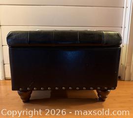 MaxSold Auction: Vintage Black Leather Ottoman & Throw - San Jose (California, USA) SELLER MANAGED Estate Sale Online Auction - South 16th Street