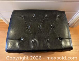 MaxSold Auction: Vintage Black Leather Ottoman & Throw - San Jose (California, USA) SELLER MANAGED Estate Sale Online Auction - South 16th Street