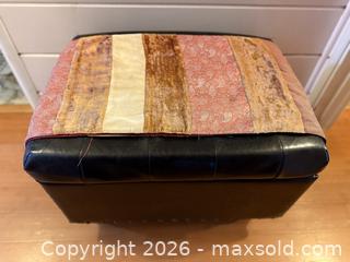 MaxSold Auction: Vintage Black Leather Ottoman & Throw - San Jose (California, USA) SELLER MANAGED Estate Sale Online Auction - South 16th Street