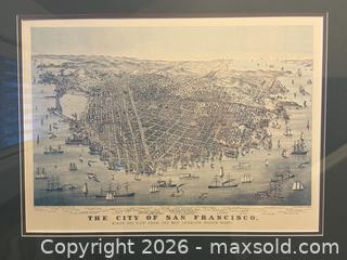 MaxSold Auction: Vintage Framed Art: Birdseye Map of San Francisco, 1878 by Charles Parsons - San Jose (California, USA) SELLER MANAGED Estate Sale Online Auction - South 16th Street