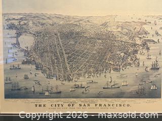 MaxSold Auction: Vintage Framed Art: Birdseye Map of San Francisco, 1878 by Charles Parsons - San Jose (California, USA) SELLER MANAGED Estate Sale Online Auction - South 16th Street