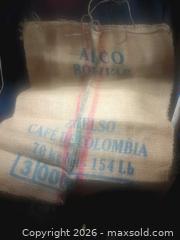 MaxSold Auction: Café de Colombia Burlap Coffee Sack with Stripe Print - Pacifica (California, USA) SELLER MANAGED Downsizing Online Auction -  Palmetto Avenue (CONDO)