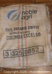 MaxSold Auction: Café de Colombia Burlap Coffee Sack with Stripe Print - Pacifica (California, USA) SELLER MANAGED Downsizing Online Auction -  Palmetto Avenue (CONDO)