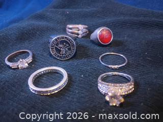 MaxSold Auction: Mixed-Metal Sterling & Plated Rings Lot (6-8 pcs) - Pacifica (California, USA) SELLER MANAGED Downsizing Online Auction -  Palmetto Avenue (CONDO)