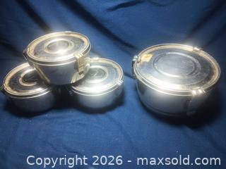 MaxSold Auction: Set of 4 CV Stainless Steel humidity control Canisters with Latch Closures & boveda packs - Pacifica (California, USA) SELLER MANAGED Downsizing Online Auction -  Palmetto Avenue (CONDO)