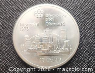 MaxSold Auction: 1976 Summer Olympics in Montreal, sterling silver coin grams 48 ,  - Mississauga (Ontario, Canada) SELLER MANAGED Downsizing Online Auction - Golden Orchard Drive (CONDO)