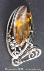 MaxSold Auction: Antique Art Nouveau  amber and sterling silver pendant - Mississauga (Ontario, Canada) SELLER MANAGED Downsizing Online Auction - Golden Orchard Drive (CONDO)