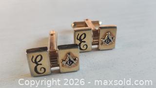 MaxSold Auction: ANTIQUE cufflinks feature Freemasonry emblem - Mississauga (Ontario, Canada) SELLER MANAGED Downsizing Online Auction - Golden Orchard Drive (CONDO)