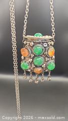 MaxSold Auction: GORGEOUS Antique Oriental and possibly silver  NECK CHAIN & POWDER PILL/ COIN  BOX GEM STONES PENDANT - Mississauga (Ontario, Canada) SELLER MANAGED Downsizing Online Auction - Golden Orchard Drive (CONDO)