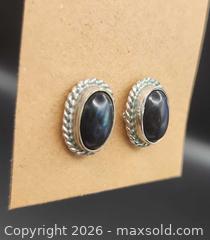 MaxSold Auction:  VINTAGE 925 sterling silver stud earrings featuring oval labradorite gemstones. - Mississauga (Ontario, Canada) SELLER MANAGED Downsizing Online Auction - Golden Orchard Drive (CONDO)