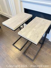 MaxSold Auction: Pair of Gray MDF Top Side Tables with Black Metal Bases - Richmond Hill (Ontario, Canada) SELLER MANAGED Moving Online Auction - Kent Matthew Street