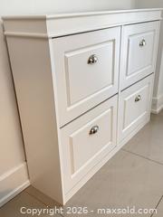 MaxSold Auction: White MDF Shoe Cabinet, 4 Compartments, Medium - Richmond Hill (Ontario, Canada) SELLER MANAGED Moving Online Auction - Kent Matthew Street