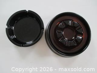 MaxSold Auction: 2 MCM Glass Ash Trays Brown & Black - Toronto (Ontario, Canada) SELLER MANAGED Downsizing Online Auction - Greenland Road
