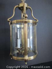 MaxSold Auction: Brass and Curved Glass Hanging Lantern Light Fixture Very Heavy - Toronto (Ontario, Canada) SELLER MANAGED Downsizing Online Auction - Greenland Road