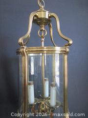 MaxSold Auction: Brass & Glass Hanging Lantern Light Fixture Very Heavy - Toronto (Ontario, Canada) SELLER MANAGED Downsizing Online Auction - Greenland Road
