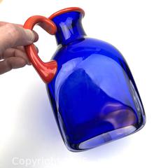 MaxSold Auction: Orrefors Sweden Erika Lagerbielke Signed Art Glass Jug Vase Red and Blue 80s - Toronto (Ontario, Canada) SELLER MANAGED Downsizing Online Auction - Greenland Road