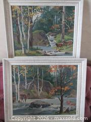 MaxSold Auction: Pair 1960s Paint by Numbers Deer in the Forest - Toronto (Ontario, Canada) SELLER MANAGED Downsizing Online Auction - Greenland Road