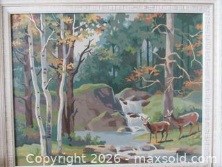 MaxSold Auction: Pair 1960s Paint by Numbers Deer in the Forest - Toronto (Ontario, Canada) SELLER MANAGED Downsizing Online Auction - Greenland Road