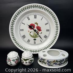 MaxSold Auction: Portmeirion Botanic Garden Lot Clock Salt Pepper Toothbrush Holder - Toronto (Ontario, Canada) SELLER MANAGED Downsizing Online Auction - Greenland Road
