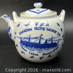 MaxSold Auction: Rare Early 1900s Canadian Pacific Railway Co Upper Lakes Steamships Antique Teapot  - Toronto (Ontario, Canada) SELLER MANAGED Downsizing Online Auction - Greenland Road