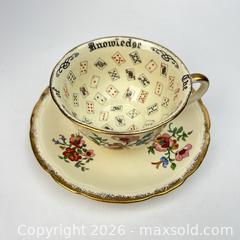 MaxSold Auction: Rare Fortune Telling Teacup Alfred Meakin 18k Gold Border Cup of Knowledge - Toronto (Ontario, Canada) SELLER MANAGED Downsizing Online Auction - Greenland Road