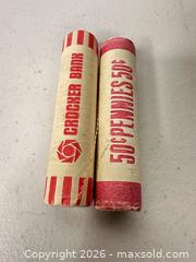 MaxSold Auction: 1980 Penny (1¢) Coin Rolls — 2 Rolls (Approx. 100 Coins) - San Jose (California, USA) SELLER MANAGED Downsizing Online Auction - East Humboldt Street