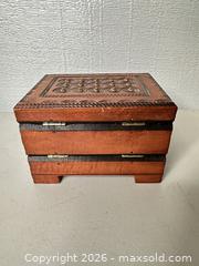 MaxSold Auction: Carved Wooden Jewelry / Trinket Keepsake Box with Hinged Lid - San Jose (California, USA) SELLER MANAGED Downsizing Online Auction - East Humboldt Street