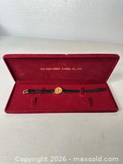 MaxSold Auction: Crane Gold-Tone Quartz Wrist Watch with Leather Band - San Jose (California, USA) SELLER MANAGED Downsizing Online Auction - East Humboldt Street
