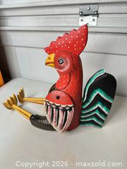 MaxSold Auction: Hand-Painted Wooden Rooster Figurine, Jointed Legs - San Jose (California, USA) SELLER MANAGED Downsizing Online Auction - East Humboldt Street