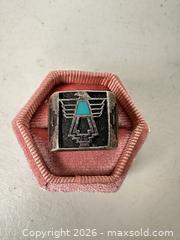 MaxSold Auction: Indigenous American Thunderbird Turquoise Inlay Sterling Ring - San Jose (California, USA) SELLER MANAGED Downsizing Online Auction - East Humboldt Street