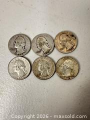 MaxSold Auction: Lot of 6 Washington Quarters — 90% Silver (Pre-1965) - San Jose (California, USA) SELLER MANAGED Downsizing Online Auction - East Humboldt Street