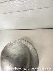 MaxSold Auction: M1 Pot Style Military Helmet, Silver Unpainted Metal - San Jose (California, USA) SELLER MANAGED Downsizing Online Auction - East Humboldt Street