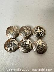 MaxSold Auction: Set of 6 Sterling Silver Southwestern Geometric Buttons - San Jose (California, USA) SELLER MANAGED Downsizing Online Auction - East Humboldt Street