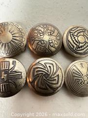 MaxSold Auction: Set of 6 Sterling Silver Southwestern Geometric Buttons - San Jose (California, USA) SELLER MANAGED Downsizing Online Auction - East Humboldt Street