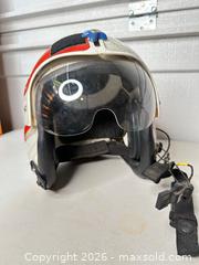 MaxSold Auction: White Aviation / Flight Helmet with Clear Visor - San Jose (California, USA) SELLER MANAGED Downsizing Online Auction - East Humboldt Street