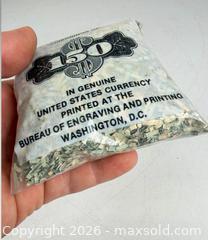MaxSold Auction: Bag of $150 shredded genuine US dollars - Concord (California, USA) SELLER MANAGED Estate Sale Online Auction - Landana Drive
